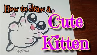 How to draw Cute Kitten طريقة رسم قطة لطيفة