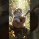 「森の中のギター猫 🌼～癒しのメロディー～」🎵🌼✨ 小さな森の音楽会#ギター猫 #癒し動画 #cat #guitar #music アコースティックギター #cute